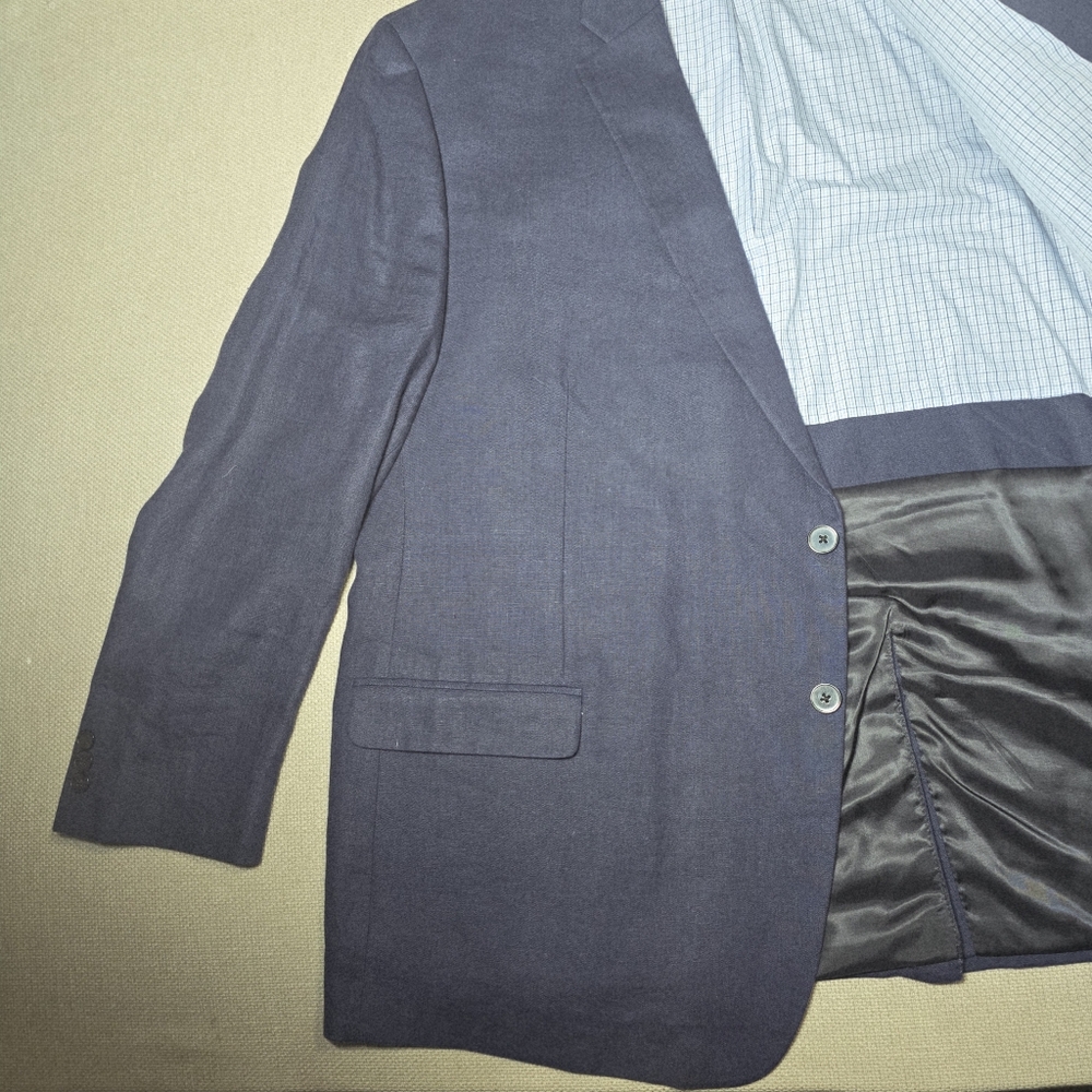 Lauren Ralph Lauren Blazer  Linen Sport Linen Suit Casual Blue Jacket Men's 52R - Picture 13 of 17